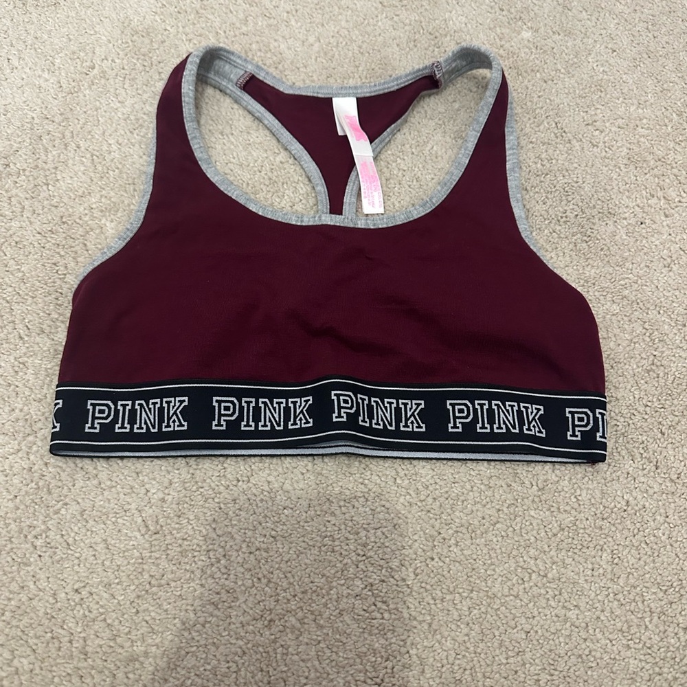 ❤️PINK Victoria's Secret Maroon and Gray Sports Bra❤️